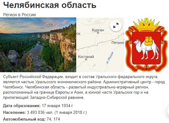 Информация о Челябинской области